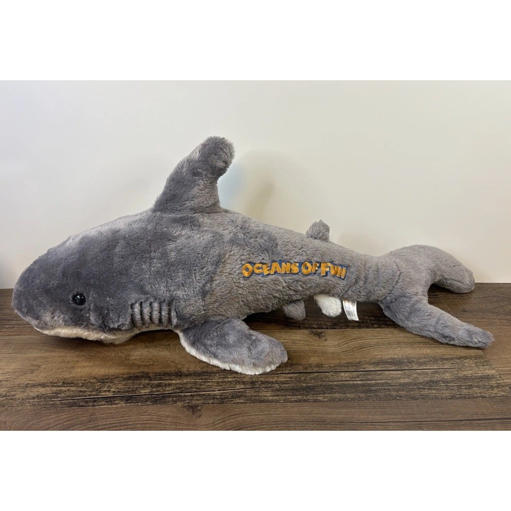 Oceans Of Fun Large 32" Great White Shark Stuffed Plush Toy Amusement Park KS